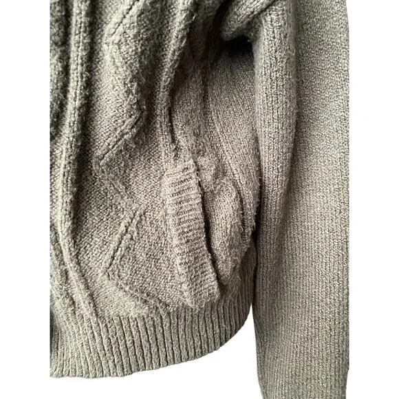 Anthropologie Pilcro cable knit shawl collar cardigan sweater olive Women S Knit - Picture 10 of 16